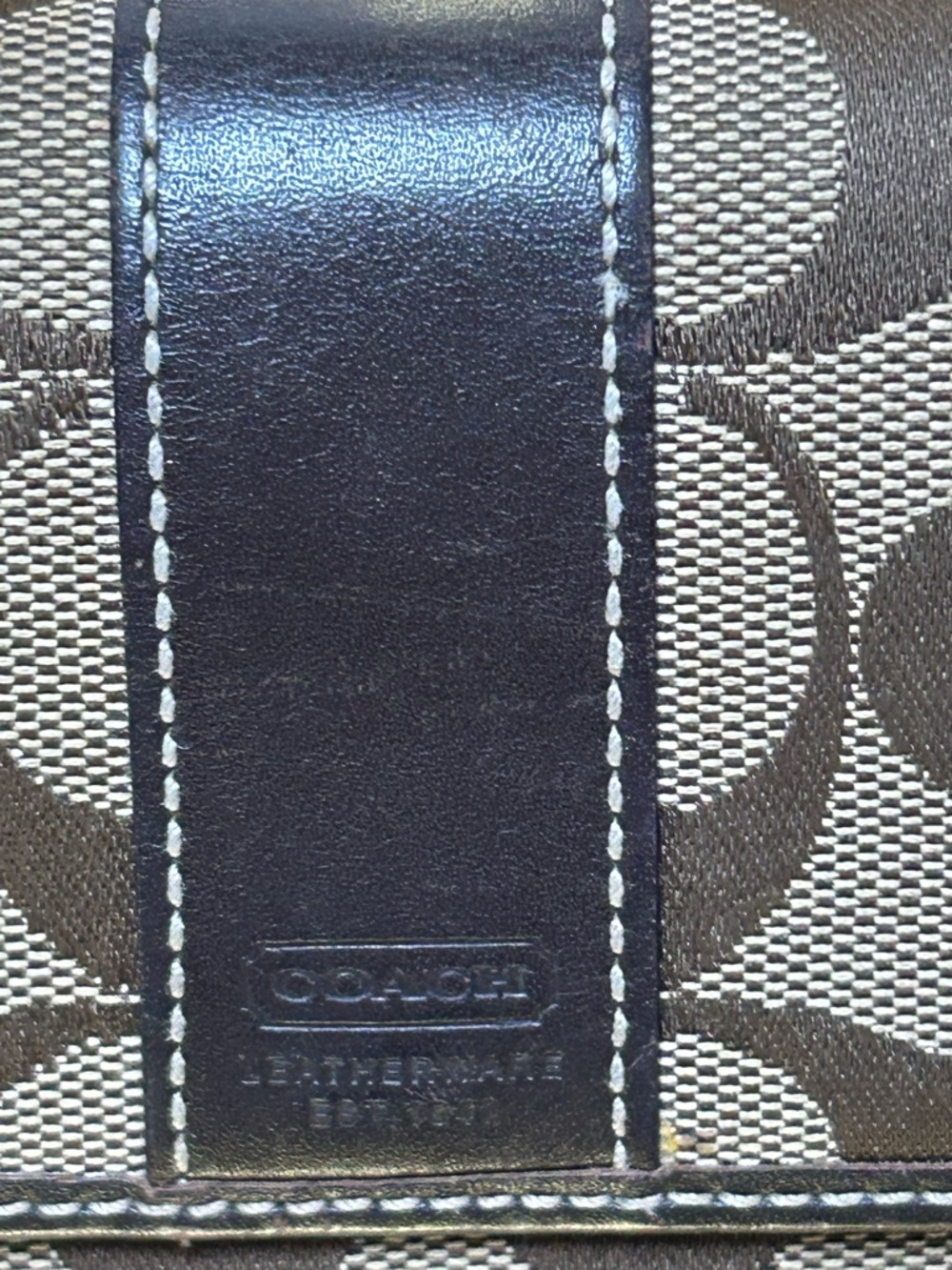 Coach Signature Jacquard Trifold Wallet with Leather Trim Approx. 5.5 x 4” - Picture 3 of 16